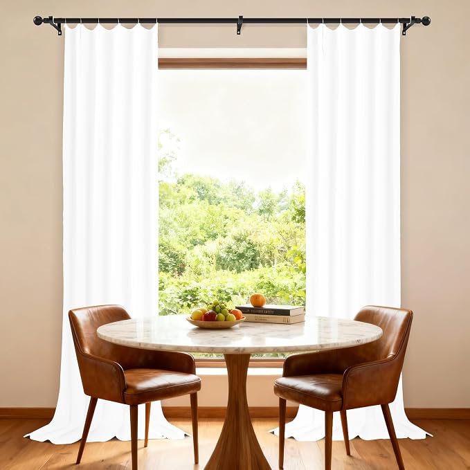 Etherealveil Pure White Pinch Pleated Semi Blackout Curtains 2P 40"x112" | Back - Image 2