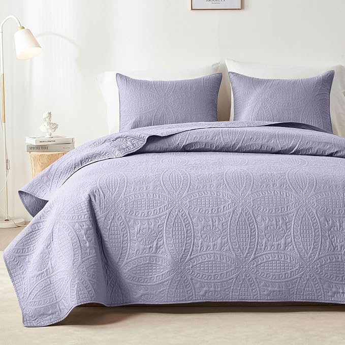 akkialla 118"x106" Lavender California King Quilt Set, Oversized Floor-Length by akkialla