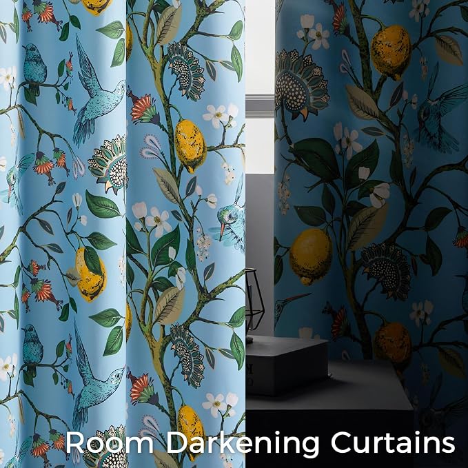 Topfinel Kitchen Curtains 45 Inch Length Blue Vintage Blackout Curtains - Image 4