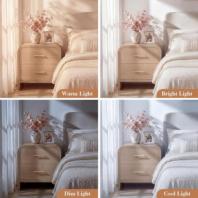 Night Stand Set of 2, 2-Drawer | Nightstand 24" H Metal Handle Modern Bedside - Image 7