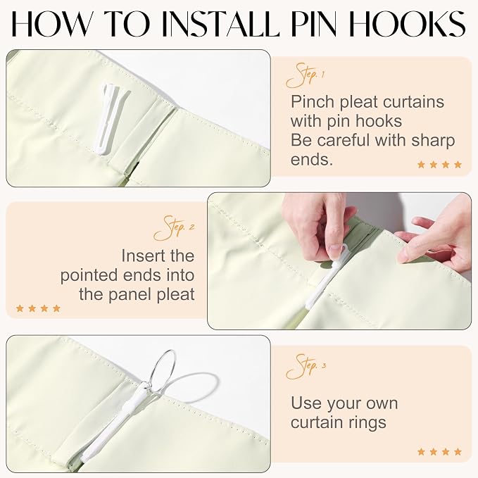 Etherealveil Birch White Pinch Pleated Blackout Curtains 2 Panels 60"x90" | - Image 7