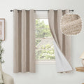 Beige Linen Blackout Curtains 63 Inch Long Each 38 Wide 2 Panels | Thermal by Lajode