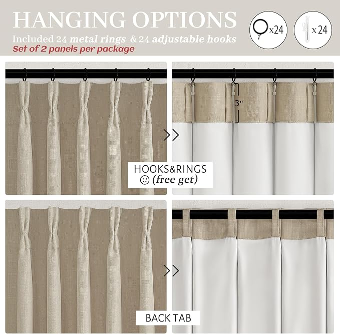 Memory Trained Pinch Pleated Extra Wide 70 Inch Blackout Bedroom Curtains 96 - Image 6