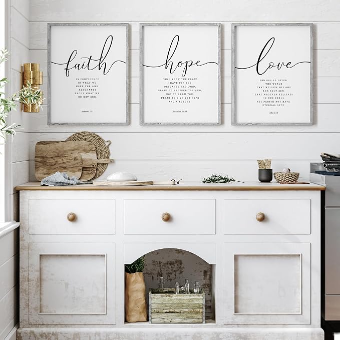 Houmury Set of 3 Framed Farmhouse Bible Verses Wall Decor Sign 11”x14” - Image 7