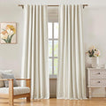 ZJDECOR 84 Inches Beige Striped Full Blackout Curtains by ZJDECOR