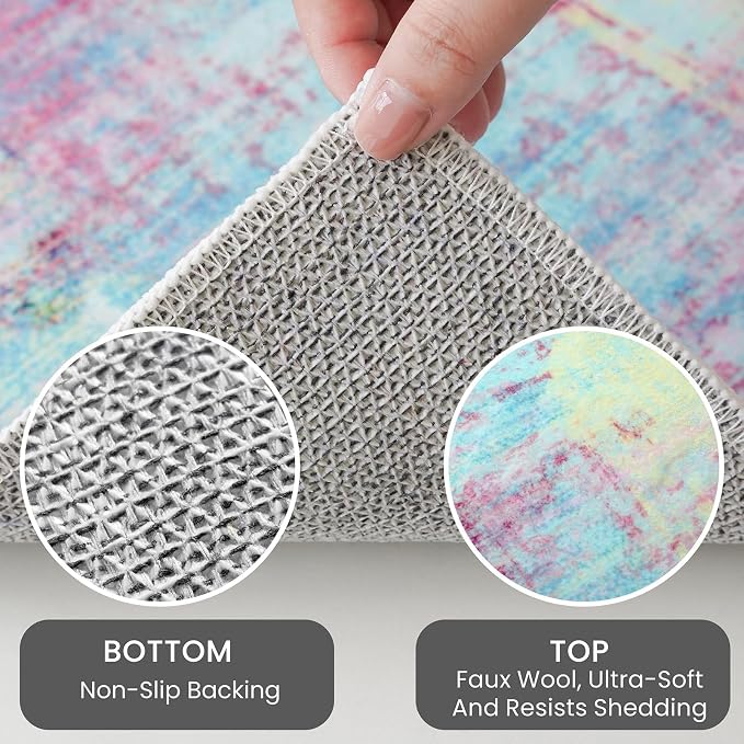 Abstract Runner Rug 2x4 Ft Entryway Rugs Washable Door Mat Indoor Entrance - Image 4