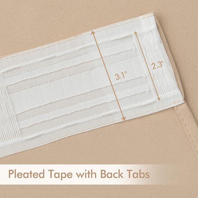 MIULEE Beige Back Tab Blackout Curtains 52x120 Inch Long 2 Panels Set | Rod - Image 4