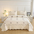 ROOMLIFE Quilt Set Floral Leaves 3D Embroidery Pattern 3 PCS 100% Cotton by ROOMLIFE