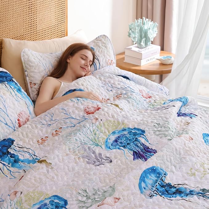 weigelia Coastal Quilt Bedding Set Queen Size - Image 7