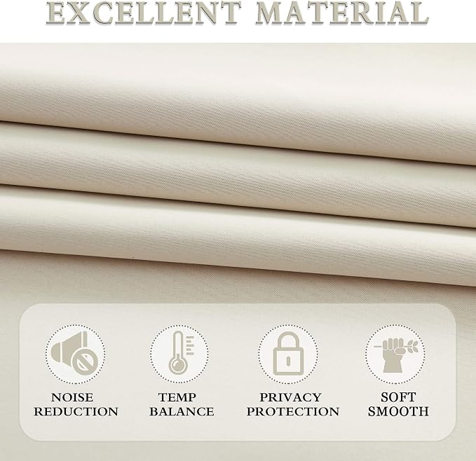 2 Panels 84 inch Length Cream Beige Blackout Curtain Panels - Image 5