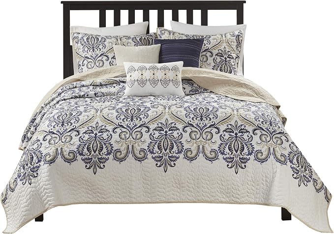 Madison Park Quilt Traditional Damask Design All Season, Lightweight Coverlet - Image 9
