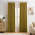 Yellow Pinch Pleated Curtains 90 Inch Length 2 Panels Set Noise Cancelling by KEQIAOSUOCAI