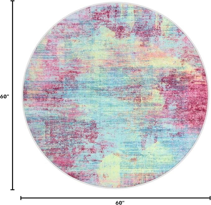 Round Area Rug 5 Ft Circle Entryway Rugs Round Washable Door Mat Indoor Entrance - Image 2