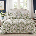 Whale Flotilla California King Size Quilt Set, Soft Floral Leaf Bedspreads | by WHALEFLOTILLA