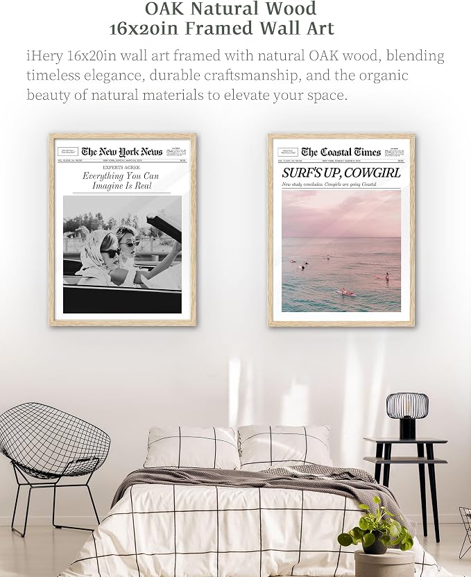 iHery 16x20in Everything You Can Imagine Is Real Framed Newspaper Art | Natural - Image 6