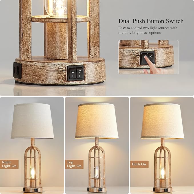 SRJJA Table Lamps for Living Room End Table Set of 2 - Image 2