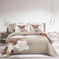 DJY Quilt Queen Size, Fall Taupe Floral Boho Bedspread Bedding Set 3 Pcs | by HOME