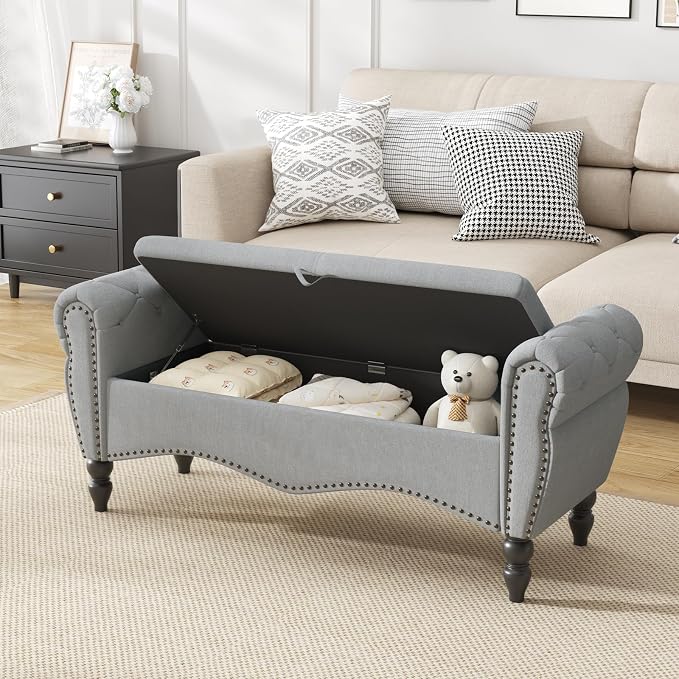 51.75" Storage Ottoman Bench for Living Room, Modern Bedroom Benches - Image 9