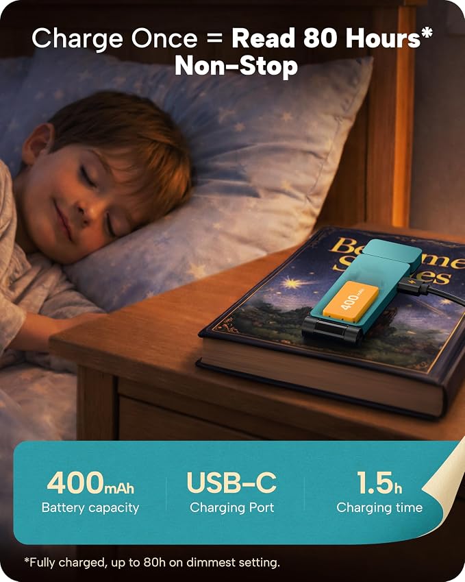 86lux Book Light, Rechargeable Clip-On LED Reading Light - Image 5