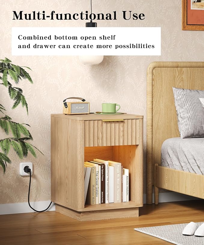 Akxomel Fluted Nightstand Bedside Table - Image 3