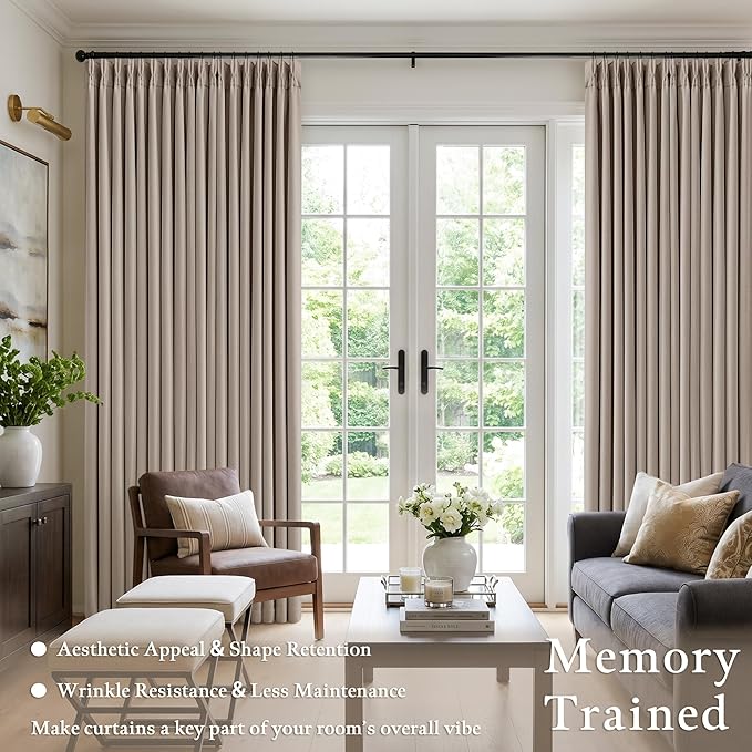 60 Inch Extra Wide 100% Blackout 90 Inch Curtains 1 Panel, Burlywood Birch | - Image 4