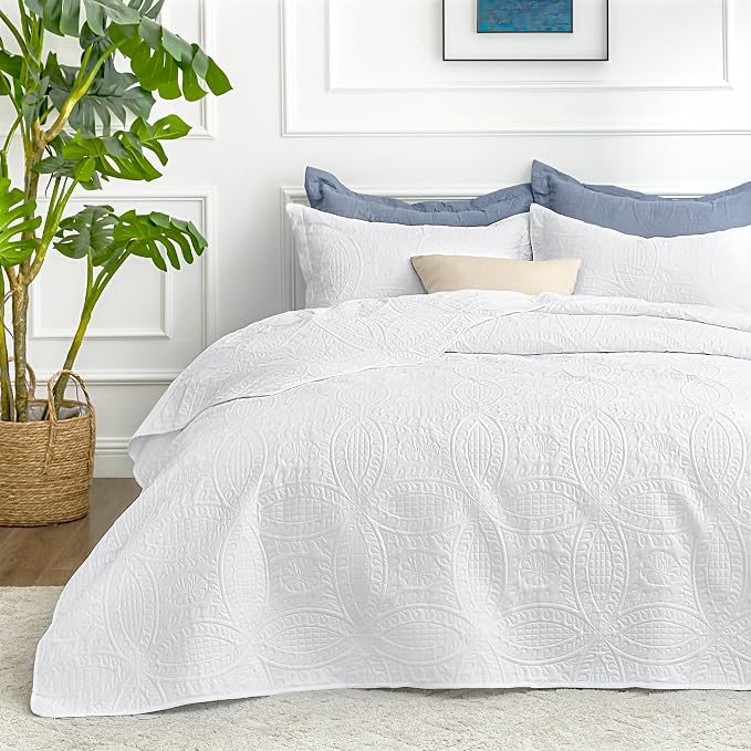 Love's cabin Twin Quilt Set White Bedspreads by Lovescabin