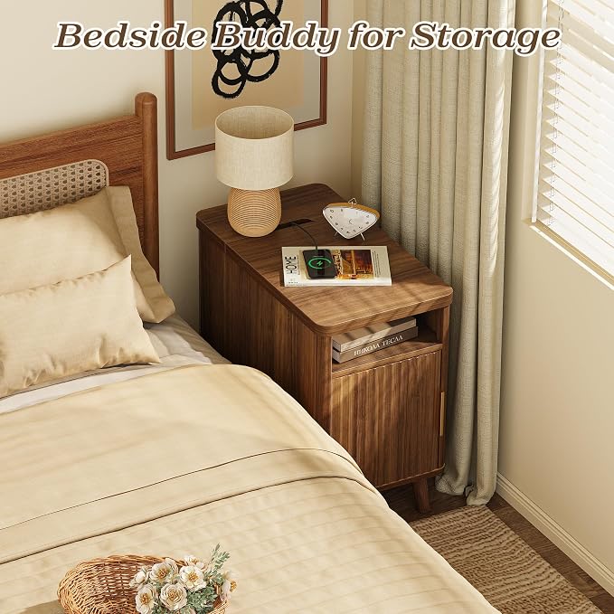 Huuger Narrow Nightstand with Charging Station, USB-C Port | Set of 2 Night - Image 7