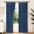 Etherealveil Navy Blue Pinch Pleated Blackout Curtains 2 Panels 60"x95" | Back by Etherealveil
