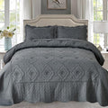 Cmfshape Floral Embroidery Quilt Set, 3 Pieces King Quilt Bedding Set, Classic by cmfshape-quiltset