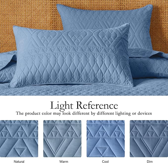 akkialla Twin Quilt Set, Boho Style in a Solid Color, Bluish Grey Lightweight - Image 4