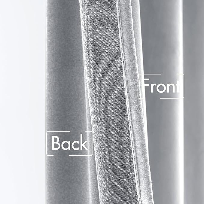 MIULEE Greyish White Velvet Blackout Curtains 52x72 inches 2 Panels | Luxury - Image 6