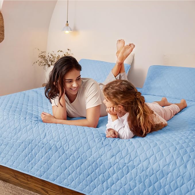 Exclusivo Mezcla Reversible Twin Quilt Bedding Set, Sky Blue | Lightweight - Image 3