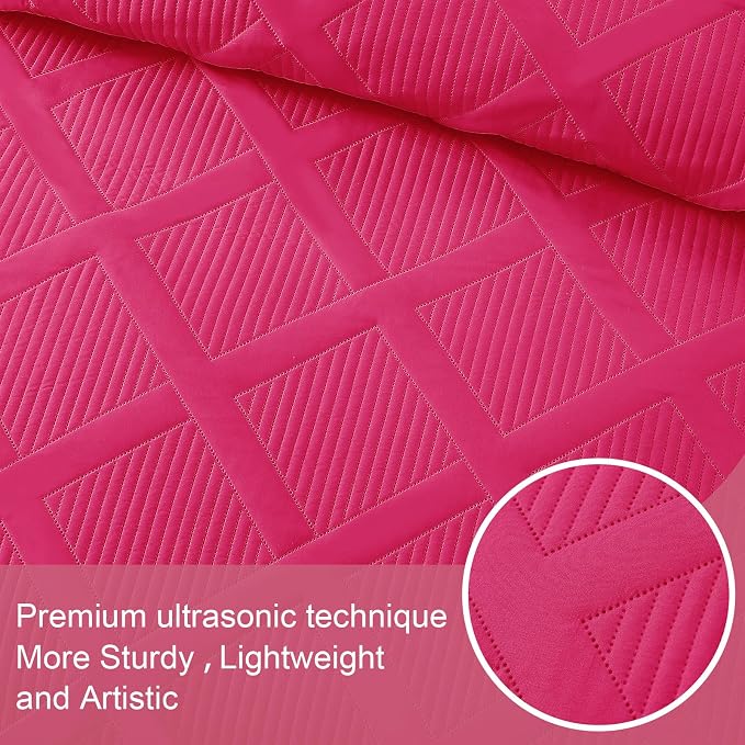 Exclusivo Mezcla Quilt King Size, Hot Pink | Soft Bedspreads - Image 4