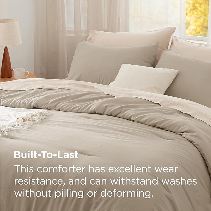 Bedsure King Comforter Set, Sand Soft Prewashed Bedding - Image 3