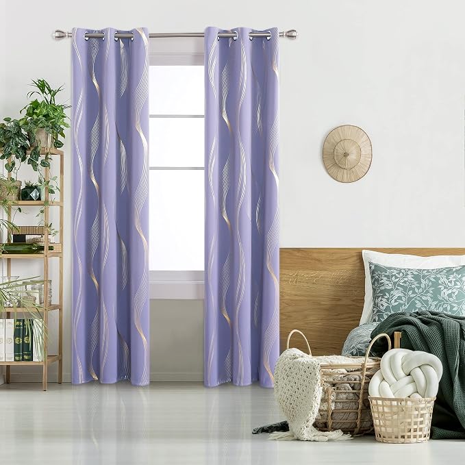 Deconovo Curtains for Living Room, Pattern Blackout Curtains 90 Inches Long | - Image 2