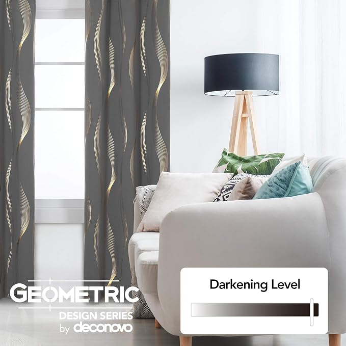 Deconovo Curtains for Living Room, Pattern Blackout Curtains 95 Inches Long | - Image 3