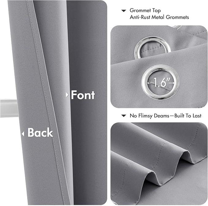 MIULEE Blackout Curtains for Bedroom 2 Panels 40 x 63 Inch Long Light Grey | - Image 4