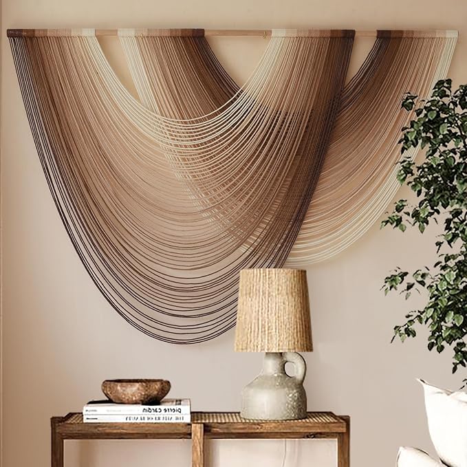 Macrame Wall Hanging Dip Dyed Large Boho Brown Fiber Wall Art 57"W*39"L | Hand by FLBER