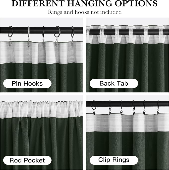 RYB HOME Green Velvet Blackout Curtains 84 inches Long - Image 2