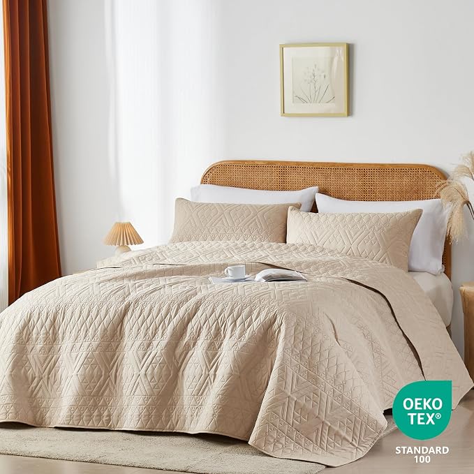 akkialla Twin Size Quilt Bedding Set, Modern Style Geoetric Pattern Coverlet Set - Image 2