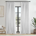 White 102 Inches Long Blackout Linen Curtains, Floor to Ceiling Lush Decor Tall by Topfinel
