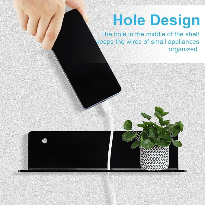 9 Inch Acrylic Floating Shelf No Drill Adhesive Wall Shelf Set of 2 - Image 4