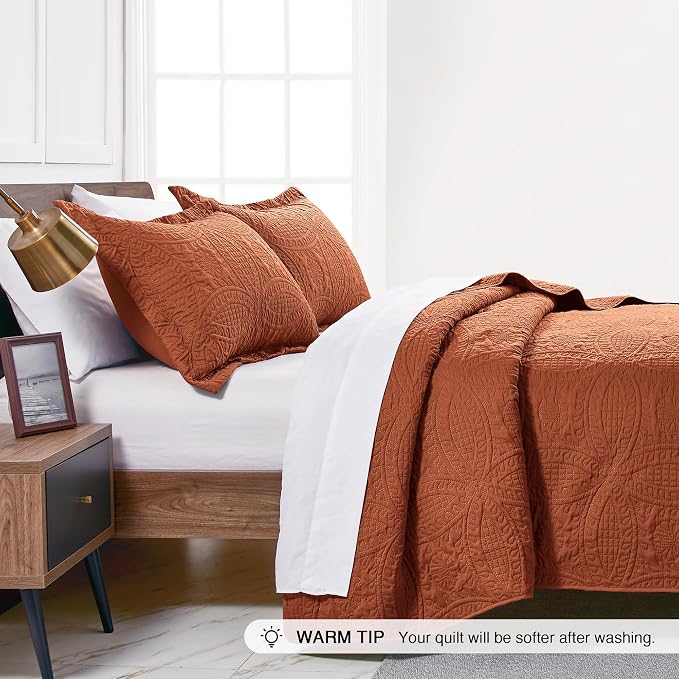 Love's cabin King Size Quilt Set Umber Bedspreads - Image 4