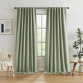 Extra Long Blackout Linen Curtains 120 Inches Long, Back Tab Loop Pocket Hook by KEQIAOSUOCAI