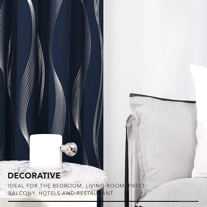 Deconovo Curtains for Living Room, Pattern Blackout Curtains 63 Inches Long | - Image 3