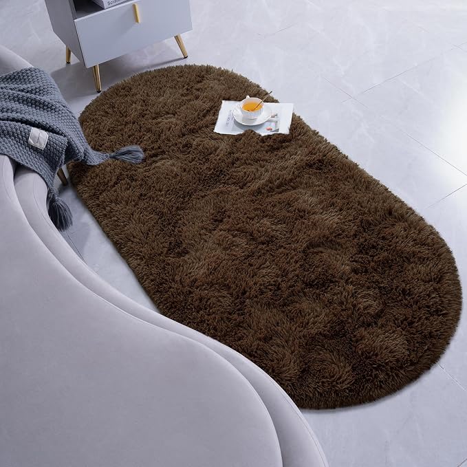 Goideal Fluffy Bedroom Rug, Small Oval Area Rugs, 2.6 x 5.3 Feet - Image 3