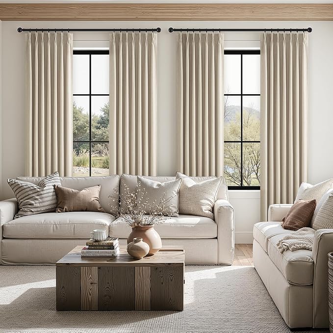 Topfinel Pinch Pleated Full Blackout Linen Curtains 84 Inch - Image 5