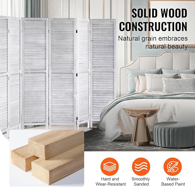 VEVOR Wood Room Divider, 8 Panel Wood Folding Privacy Screen, 66.9 Inches Tall - Image 5