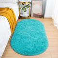 Goideal Fluffy Bedroom Rug, Small Oval Area Rugs, Teal Shag Bedside Carpet by Goideal