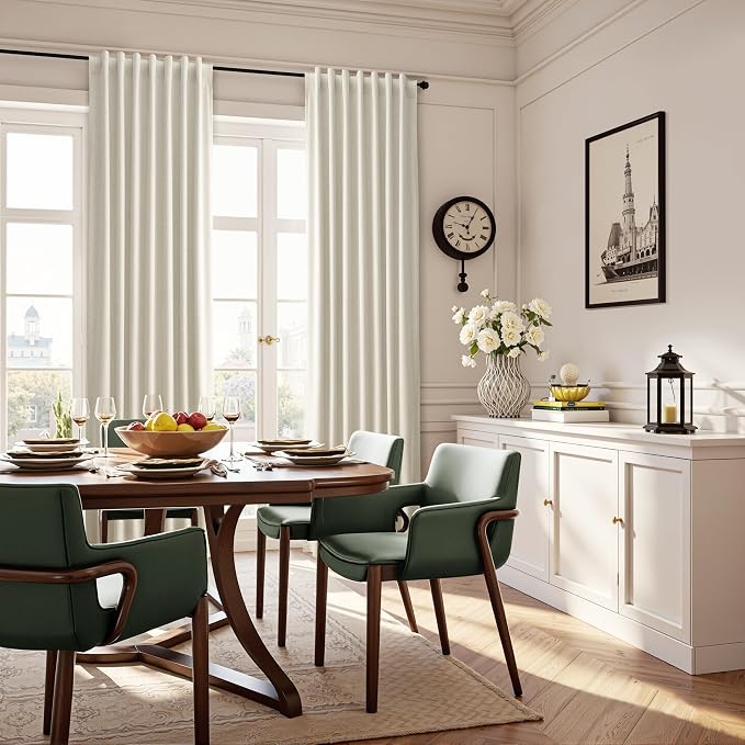 Warm Beige Linen Curtains 100% Blackout Curtains 108 Inches Long 2 Panels Set - Image 6